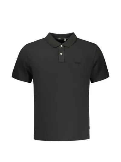 Pepe Jeans Logo-embroidered Polo Shirt In Black