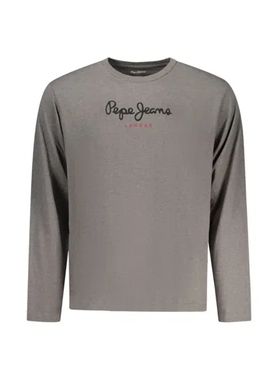 Pepe Jeans Logo-print Long-sleeve Cotton T-shirt In Gray