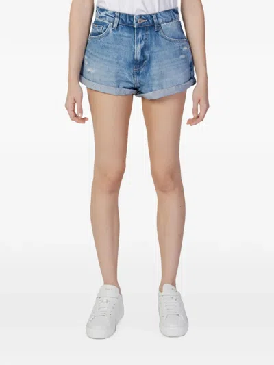 Pepe Jeans Lola Rolled-cuff Shorts In Blue