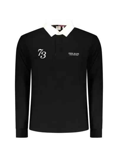 Pepe Jeans Long-sleeve Cotton Polo Shirt In Black
