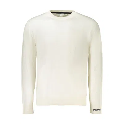 Pepe Jeans White Cotton Sweater In Metallic