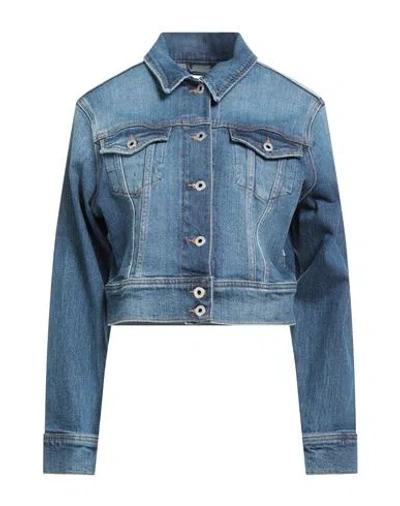 Pepe Jeans Woman Denim Outerwear Blue Size M Cotton, Elastane