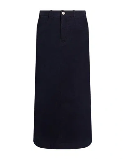 Pepe Jeans Woman Midi Skirt Navy Size L Cotton, Elastane In Blue