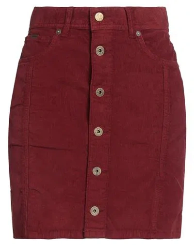 Pepe Jeans Woman Mini Skirt Brick Size S Cotton, Elastane In Red