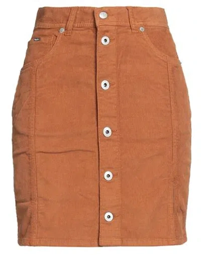 Pepe Jeans Woman Mini Skirt Camel Size S Cotton, Elastane In Neutral