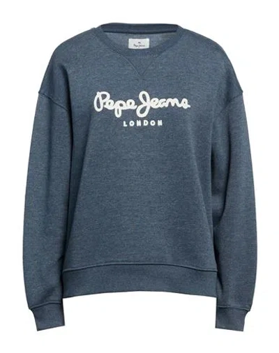 Pepe Jeans Woman Sweatshirt Navy Size Xl Cotton, Polyester In Blue