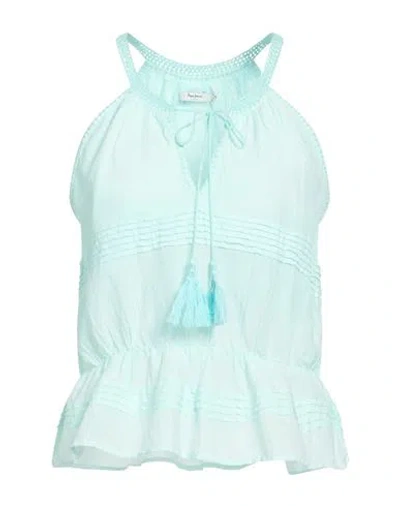 Pepe Jeans Woman Top Turquoise Size M Cotton, Viscose In Multi