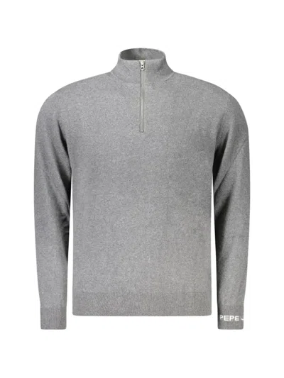 Pepe Jeans Zip-neck Cotton Sweater In Gray