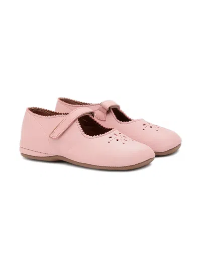 Pèpè Kids' Leather Ballerina Shoes In Pink
