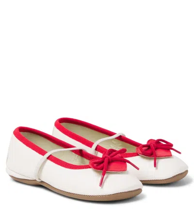 Pèpè Kids' Leather Ballet Flats In White