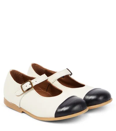 Pèpè Kids' Leather Ballet Flats In White