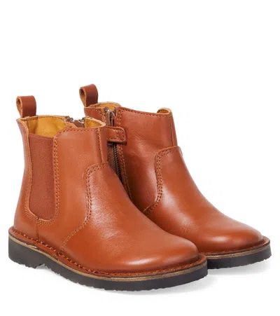 Pèpè Kids'  Leather Boots In Brown