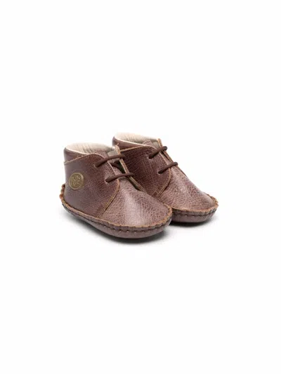 Pèpè Babies' Leather Crib Shoes In Brown