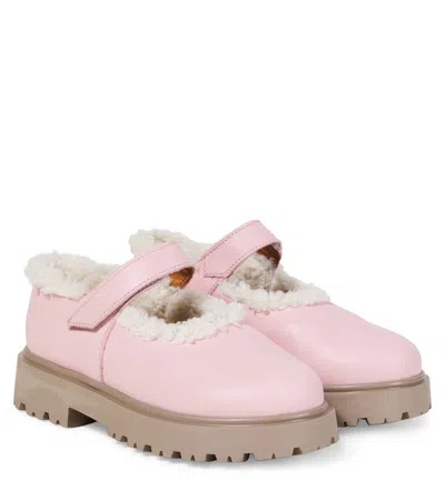 Pèpè Kids' Leather Mary Jane Flats In Pink