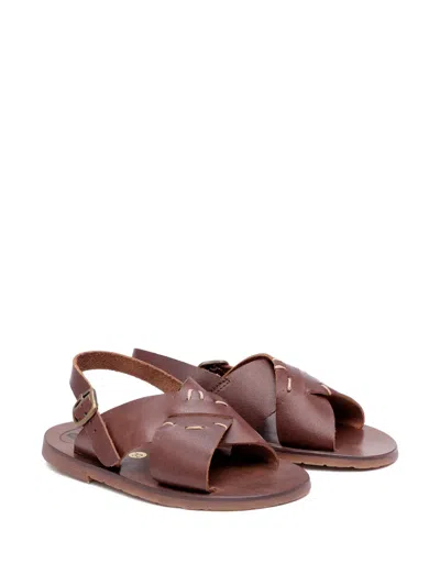 Pèpè Kids' Leather Sandals In Brown
