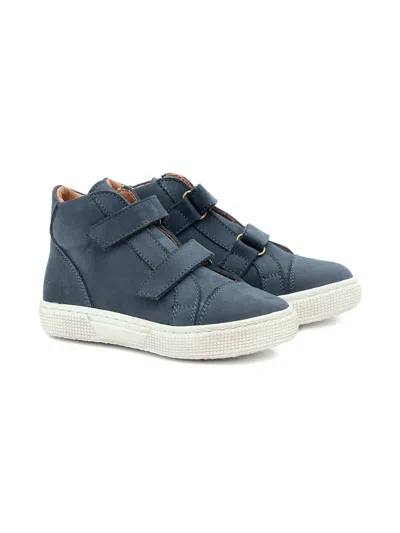 Pèpè Kids' Leather Strapped Sneakers In Blue
