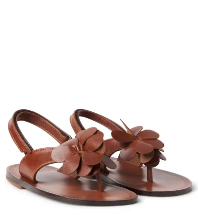 Pèpè Kids' Leather Thong Sandals In Brown