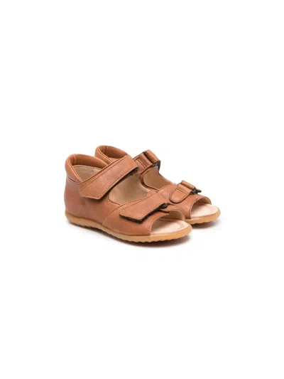 Pèpè Babies' Leather Touch-strap Sandals In Brown