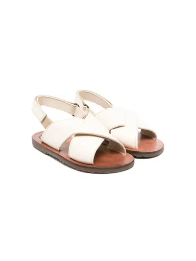 Pèpè Kids' Luca Leather Sandals In White