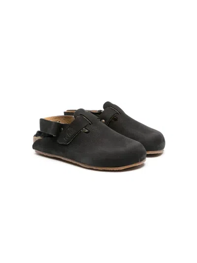Pèpè Kids' Lucio Slingback Leather Clogs In Black