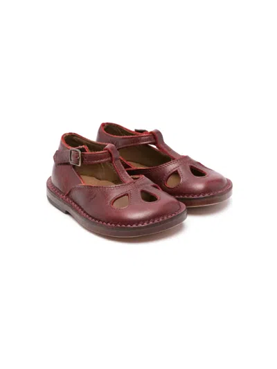 Pèpè Kids' Lucy Leather Sandals In 红色