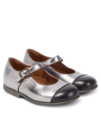 Pèpè Kids' Metallic Leather Ballet Flats In Multicoloured