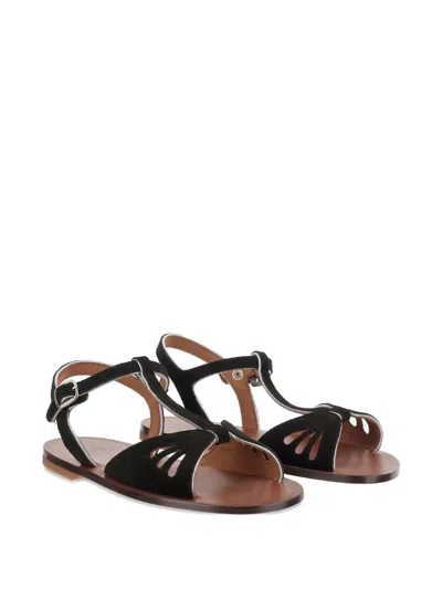 Pèpè Kids' Open-toe Suede Sandals In Black