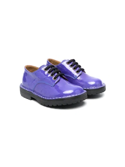 Pèpè Kids' Patent-finish Lace-up Brogues In Blue
