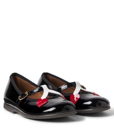 Pèpè Kids' Patent Leather Ballet Flats In Black