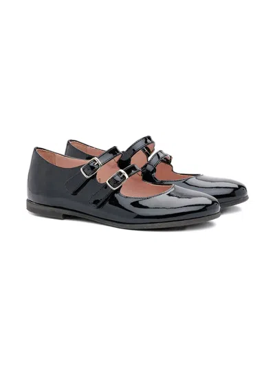 Pèpè Kids' Patent Leather Buckled Ballerinas In Black