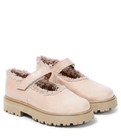 Pèpè Kids' Patent Leather Mary Jane Ballet Flats In Neutrals