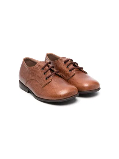 Pèpè Kids' Pebbled-leather Derby Shoes In Brown