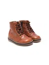 Pèpè Perforated-detailing Lace-up Boots In Brown