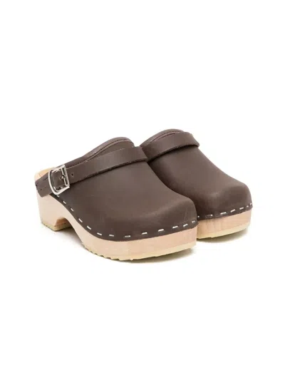 Pèpè Kids' Platform Clog Sandals In Brown