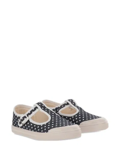 Pèpè Kids' Polka-dot Buckle Strap Shoes In Blue