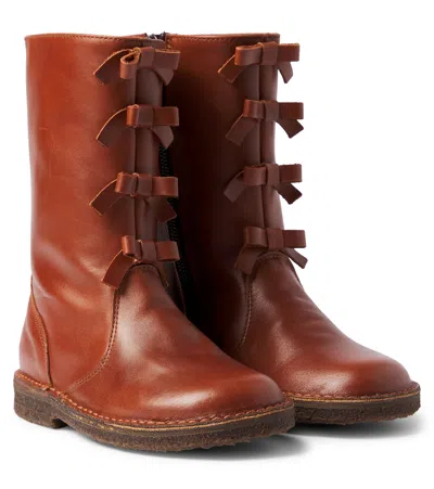 Pèpè Pompei Bow-detail Leather Boots In Brown