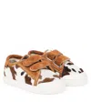 Pèpè Printed Calf Hair And Suede Sneakers In Brown