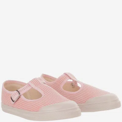 Pèpè Ribbed Velvet Mary Jane Flat In Pink