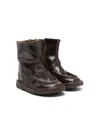 Pèpè Round-toe Leather Ankle Boots In Brown