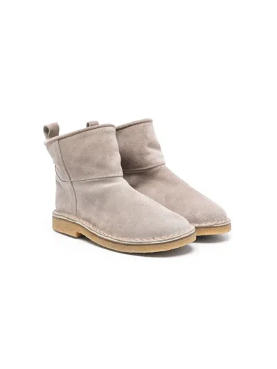 Pèpè Kids' Round-toe Suede Ankle Boots In Grey