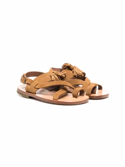 Pèpè Kids' Scamosciato Leather Sandals In Nude