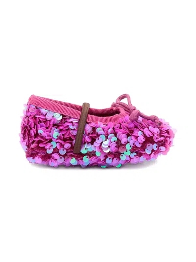 Pèpè Babies' Sequin-embellished Ballerina Shoes In Pink
