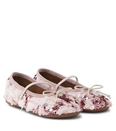 Pèpè Kids'  Sequined Ballet Flats In Rosa