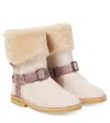 Pèpè Shearling-lined Suede Boots In Neutral
