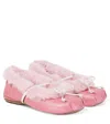 Pèpè Shearling-trimmed Leather Ballet Flats In Pink