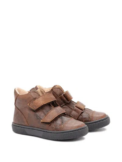 Pèpè Kids' Strap Sneakers In Brown