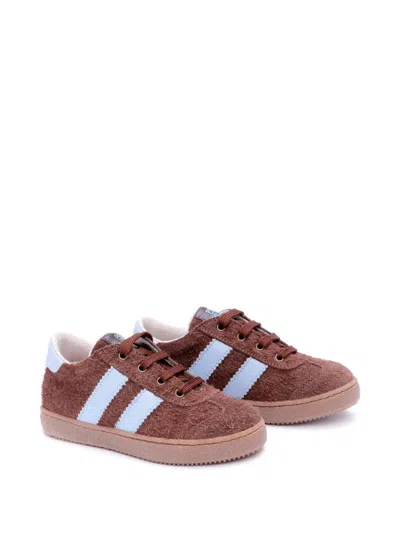 Pèpè Stripe Velour Sneakers In Brown