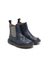 Pèpè Striped Leather Ankle Boots In Blue