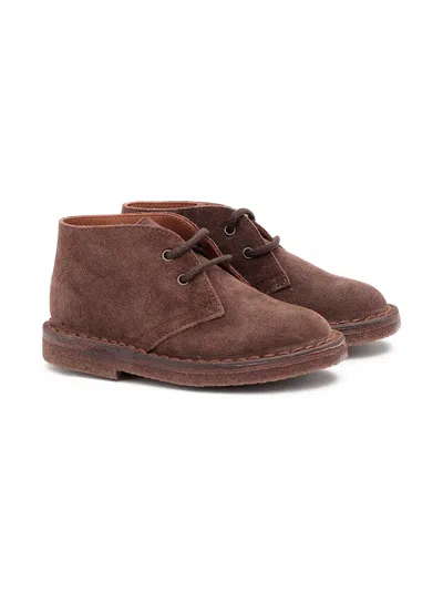 Pèpè Kids' Suede Lace-up Brogues In Brown