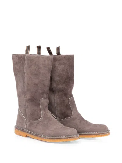 Pèpè Kids' Suede Slip-on Boots In Brown